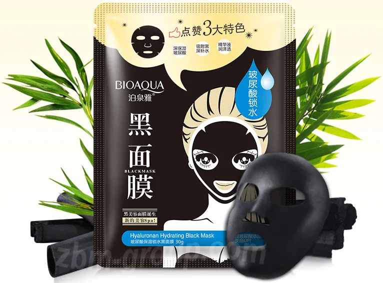 Упаковка и характеристики Угольной маски для лица с гиалуроновой кислотой Bioaqua