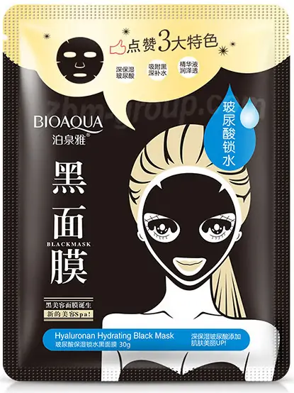 Оригинальная упаковка угольной маски с гиалуроновой кислотой BIOAQUA