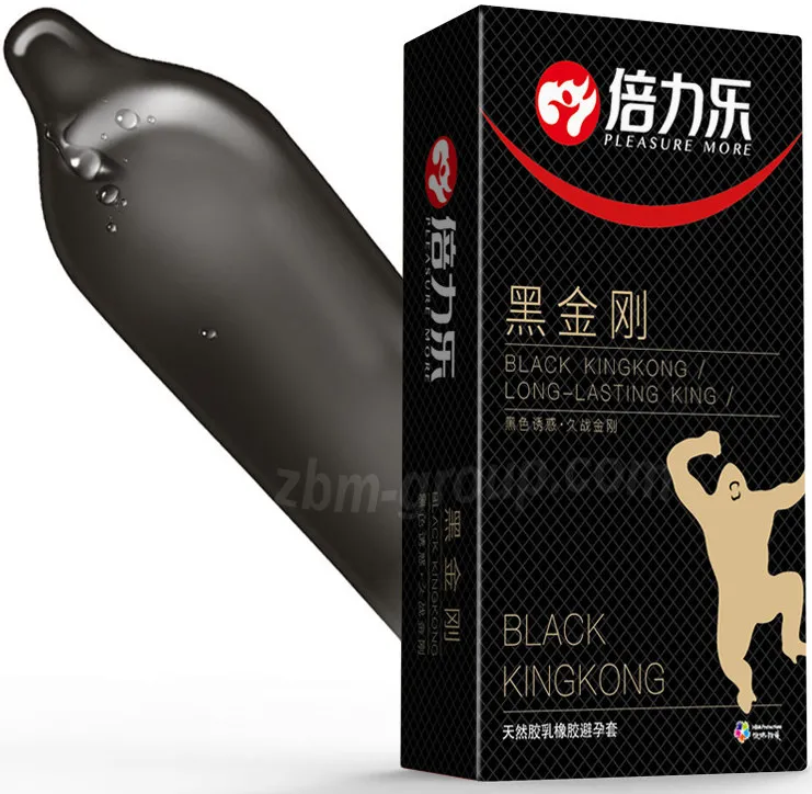 Упаковка и характеристики Продлевающих презервативов Black King Kong (чёрные)