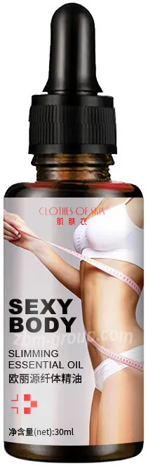 Упаковка и характеристики Эфирного масла для похудения Clothes of Skin